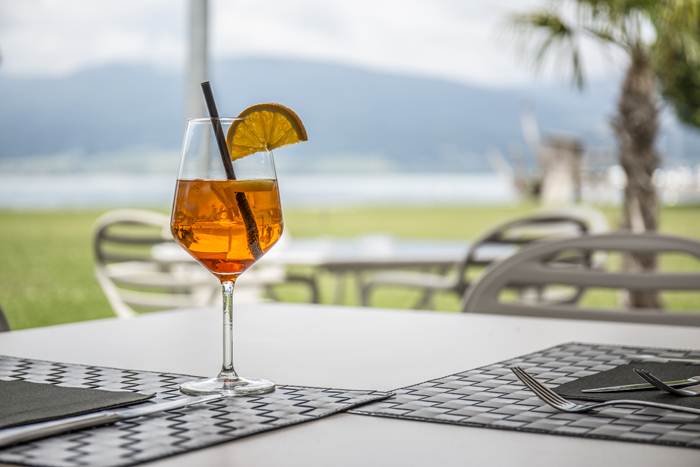 View from Restaurant La Sarcelle overlooking Lake Neuchatel